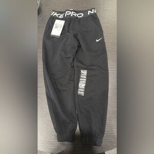 Nike Black Kids' Pro Joggers with White Swoosh